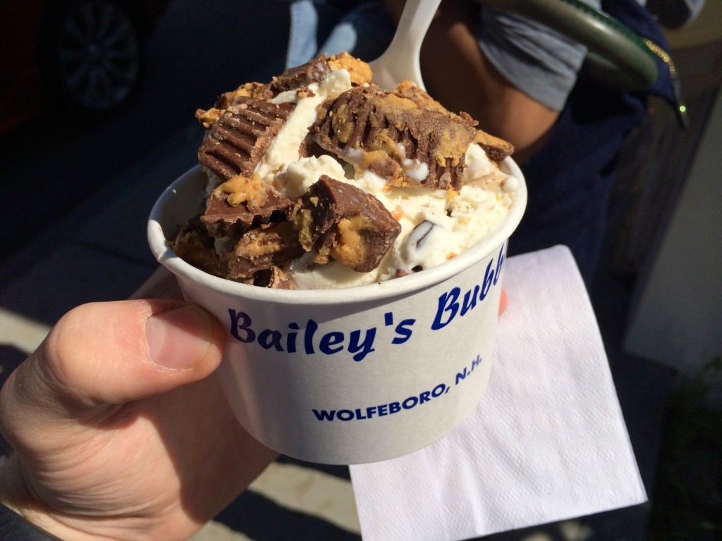 Cookie dough ice cream with peanut butter cups from Bailey's Bubble - some of the best ice cream on the lake!