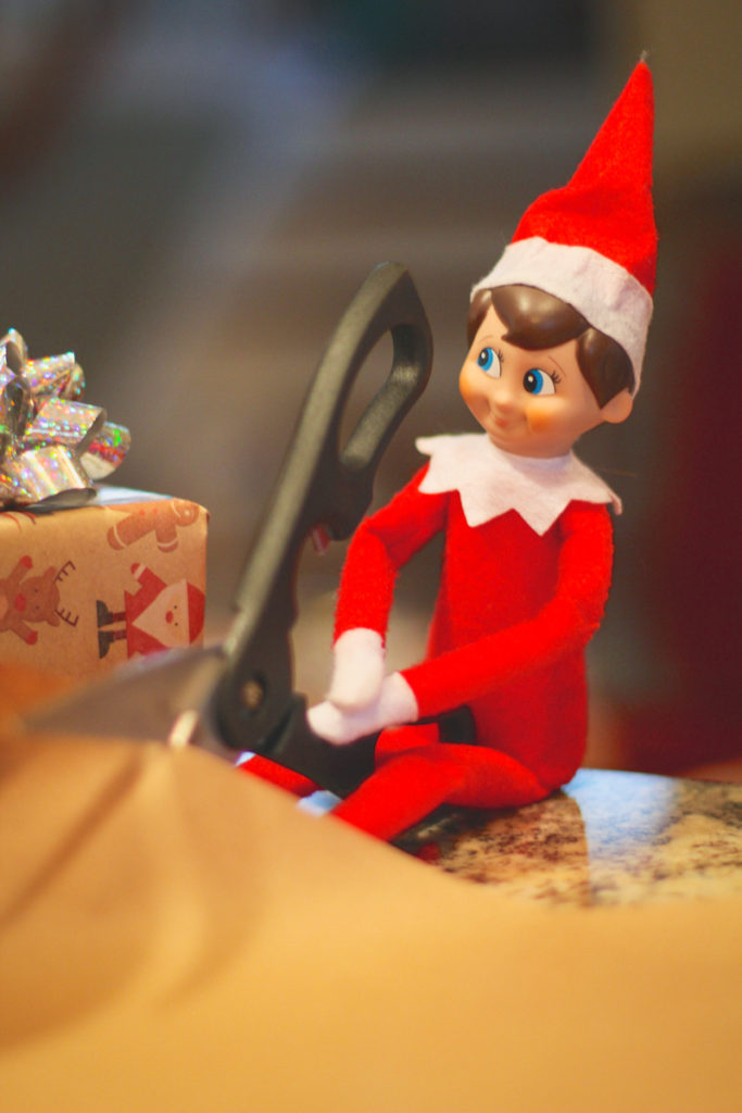 Elf on the Shelf Wrapping Gifts