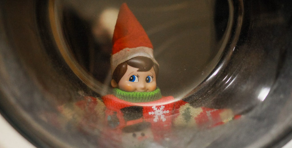 Elf on the Shelf in the Washer