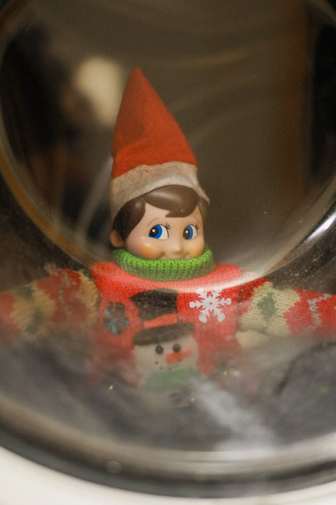 Elf on the Shelf in the Washer