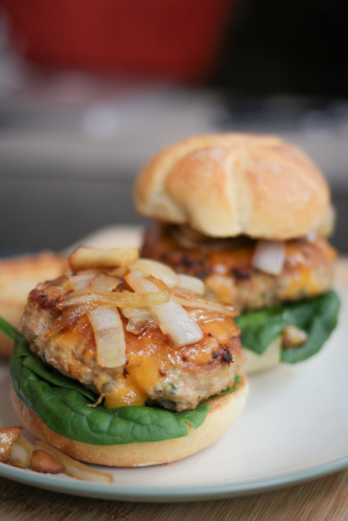 Turkey Burger Sliders with Caramelized Onions and Apples