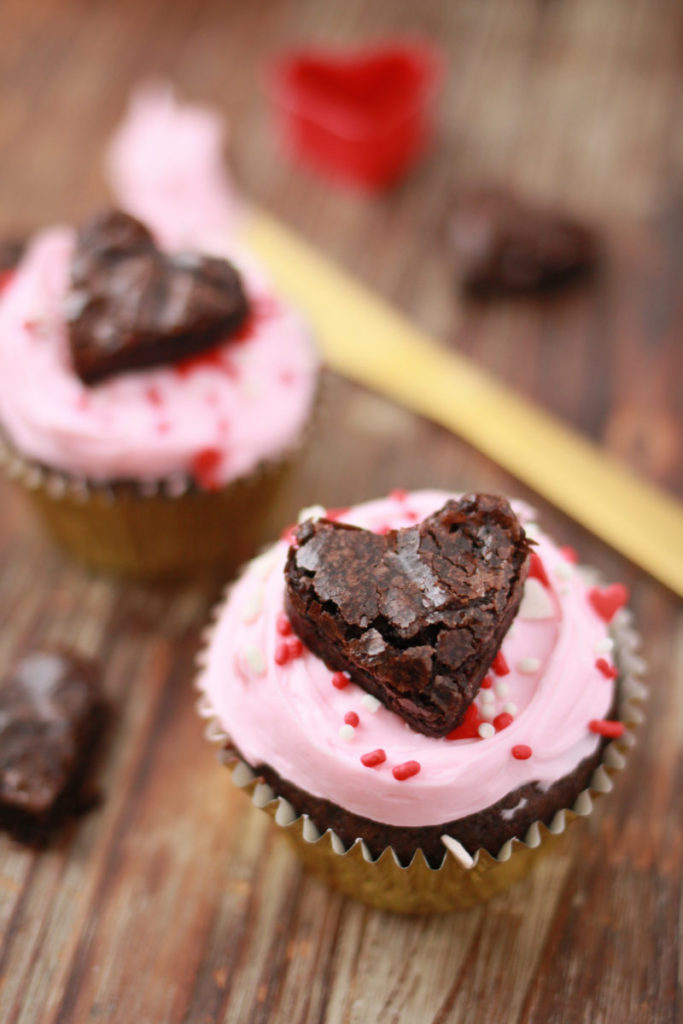 Fudgy Brownie Heart Cupcakes for Two