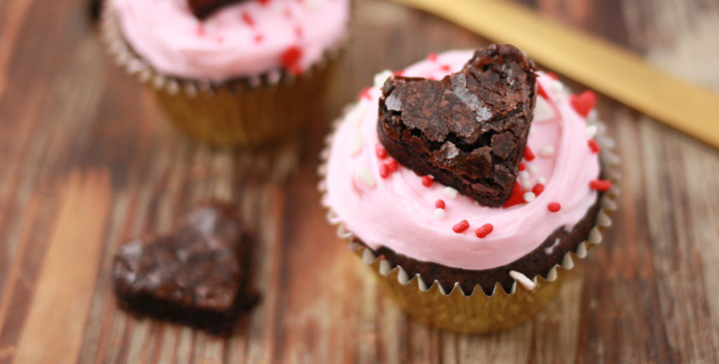 Fudgy Brownie Heart Cupcakes for Two