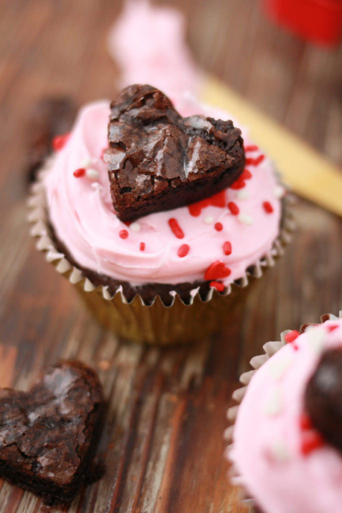 Fudgy Brownie Heart Cupcakes for Two