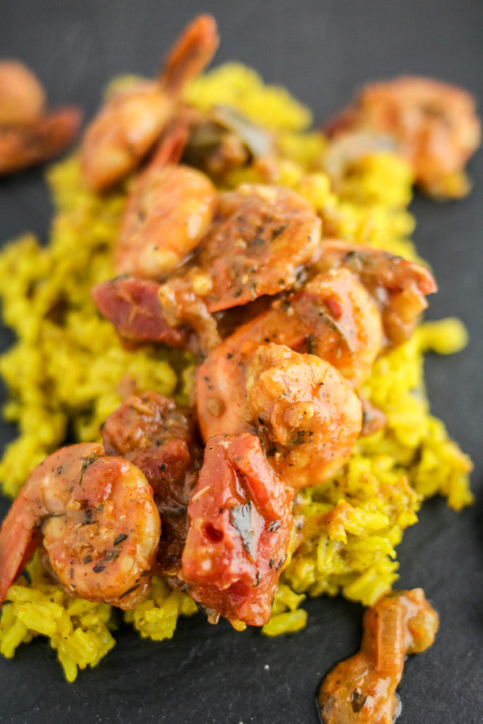 Yellow Rice and Mediterranean Shrimp