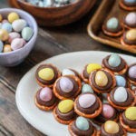 mini cadbury egg kissed pretzels