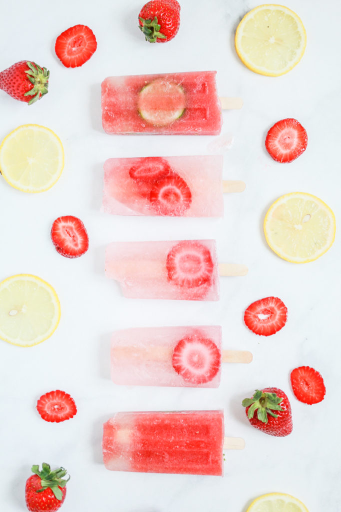 Strawberry Lemonade Rosé Popsicles