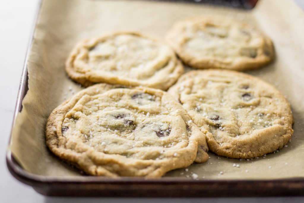 Giant Crinkled Chocolate Chip Cookies