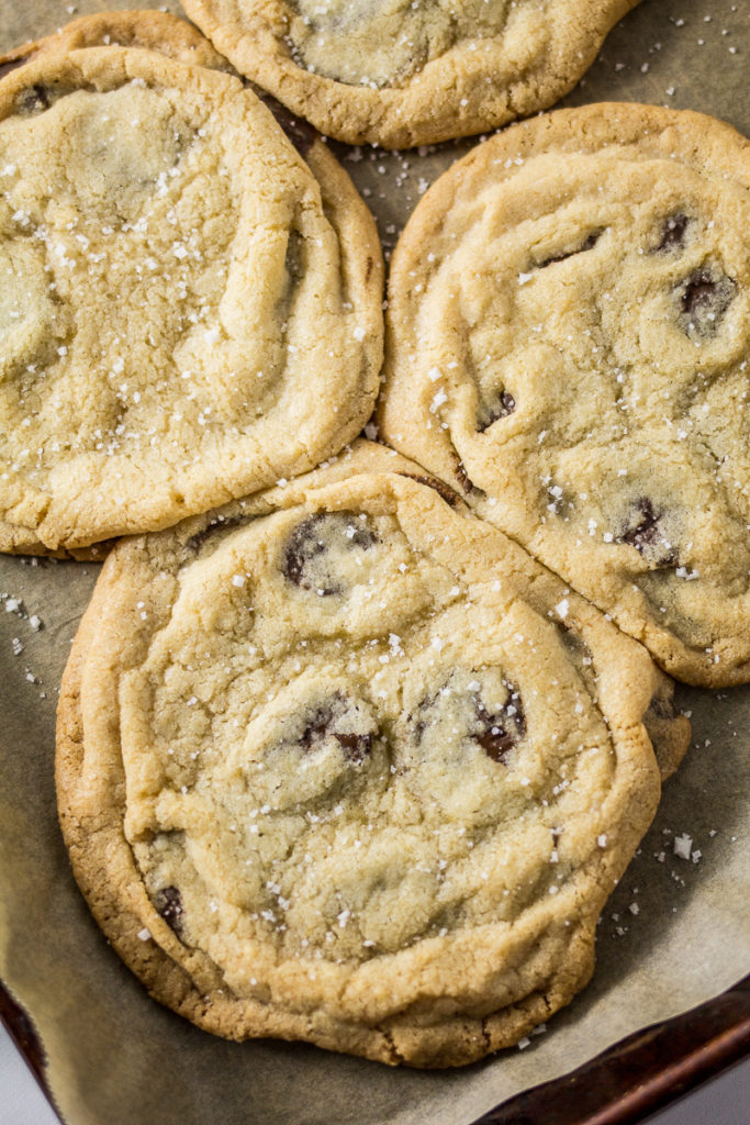 Giant Crinkled Chocolate Chip Cookies