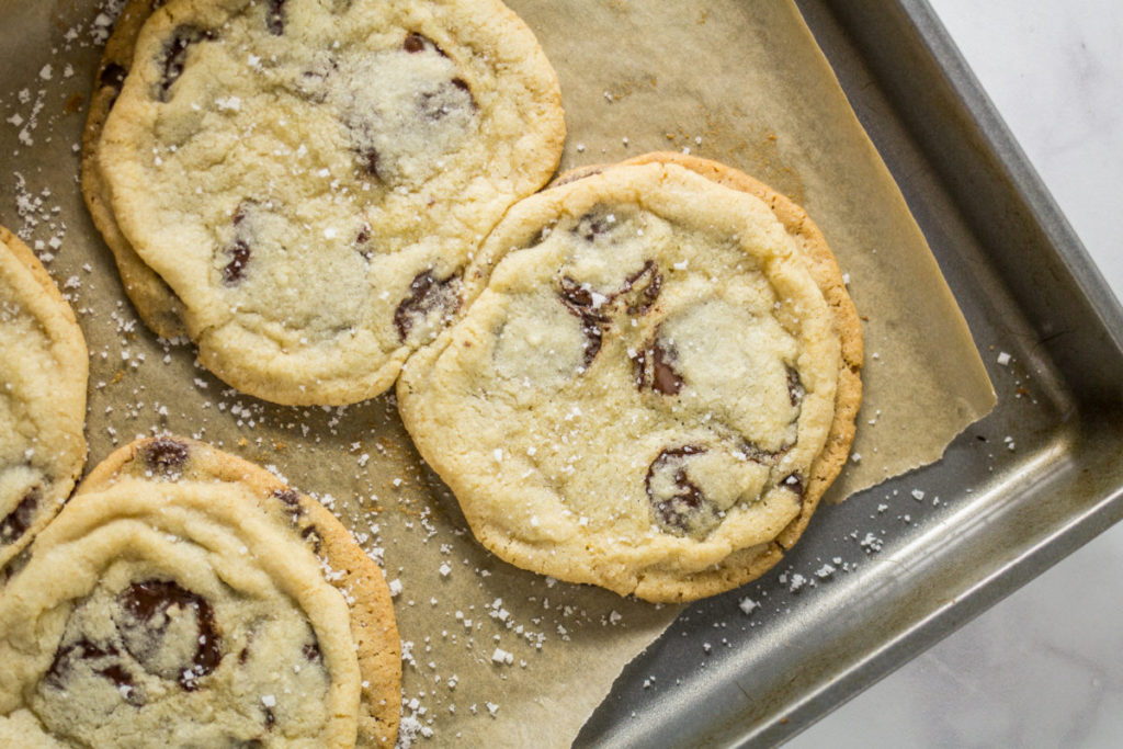 Giant Crinkled Chocolate Chip Cookies