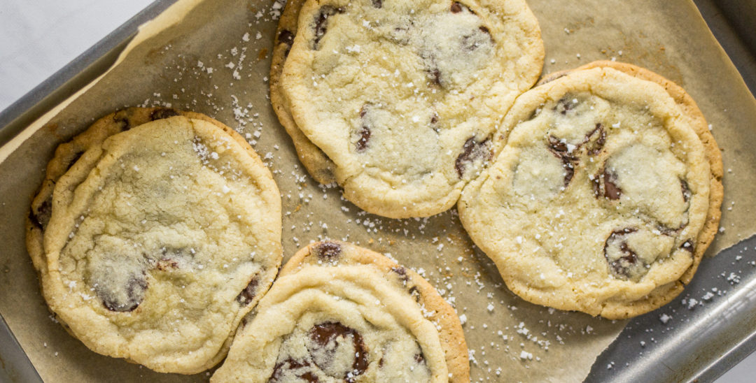 Giant Crinkled Chocolate Chip Cookies