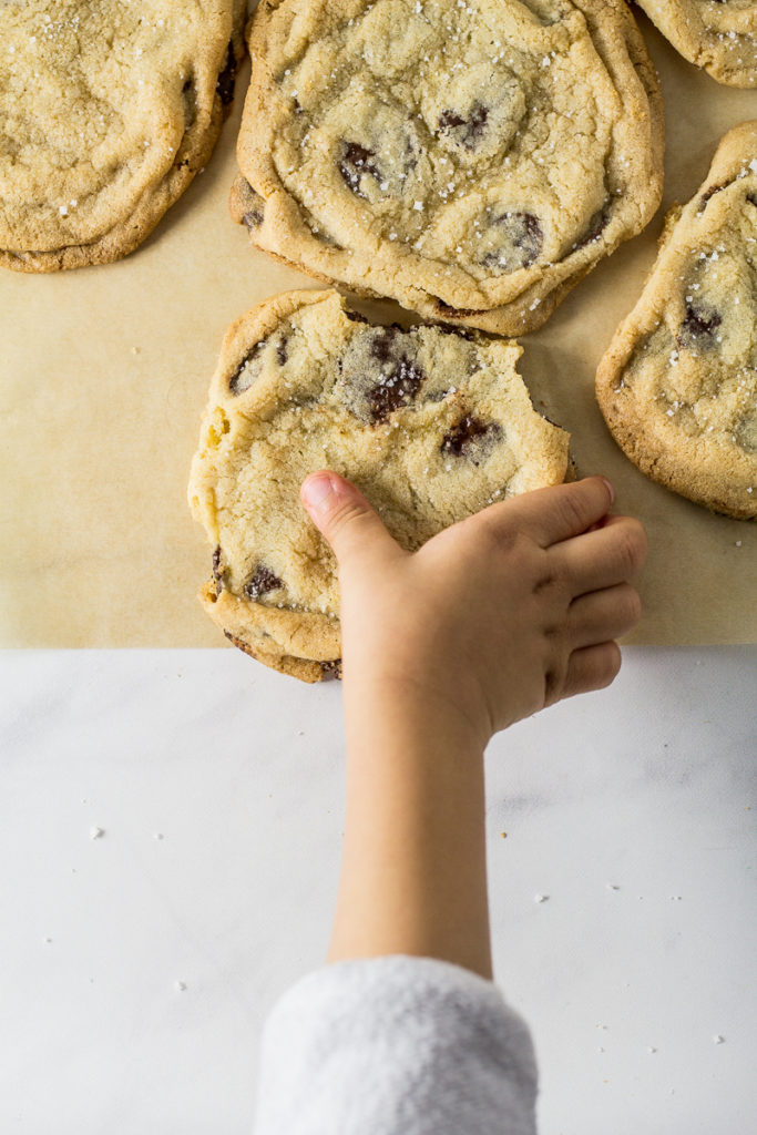 Giant Crinkled Chocolate Chip Cookies