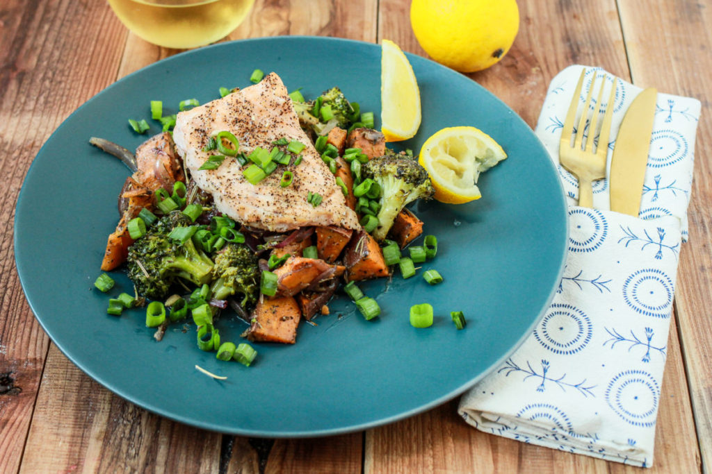 roasted salmon and vegetables