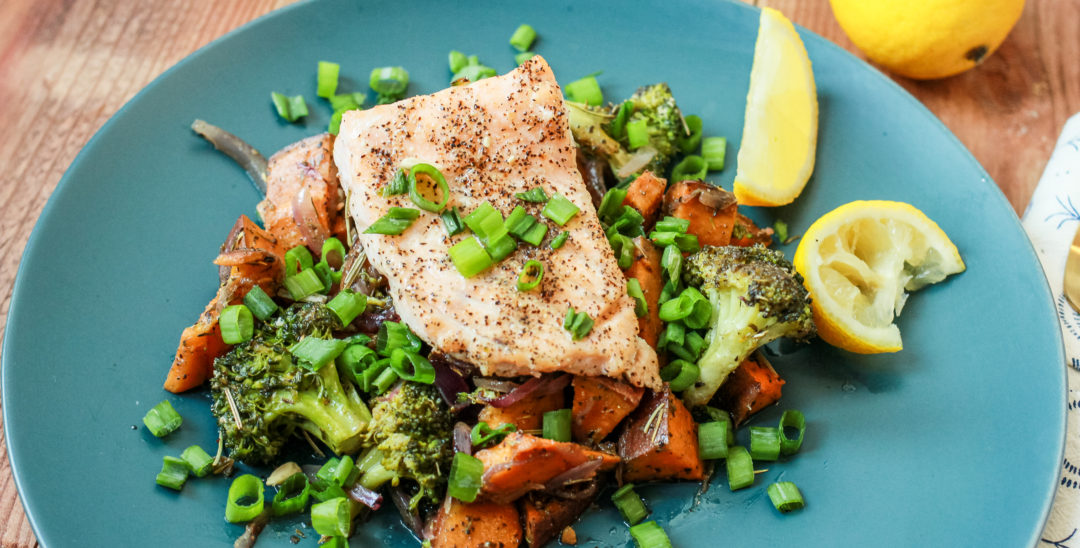 roasted salmon and vegetables