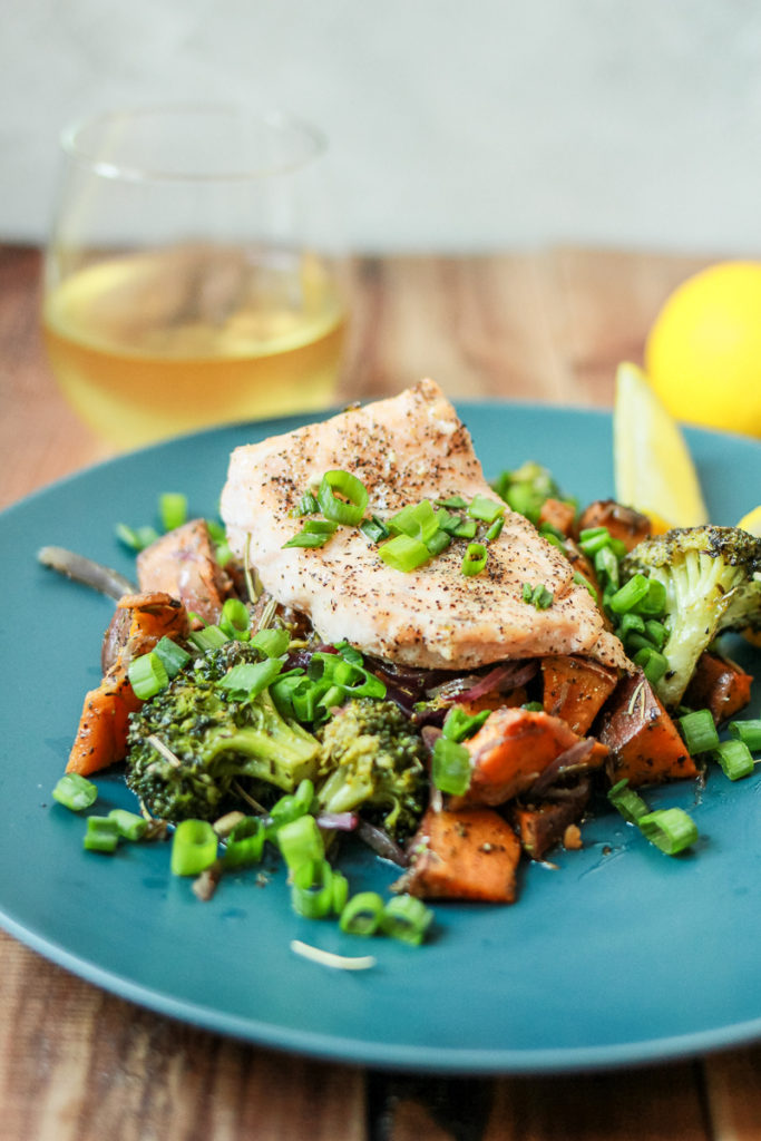 roasted salmon and vegetables