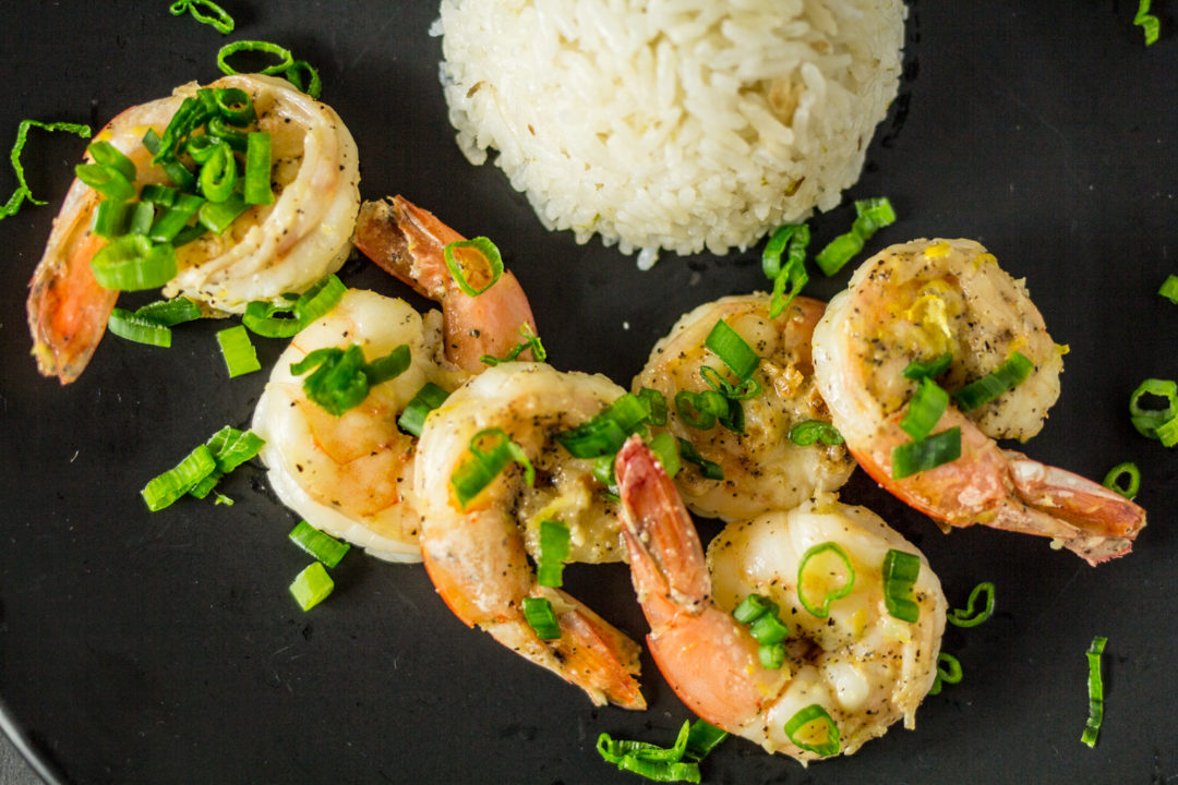 Garlic Shrimp and coconut rice