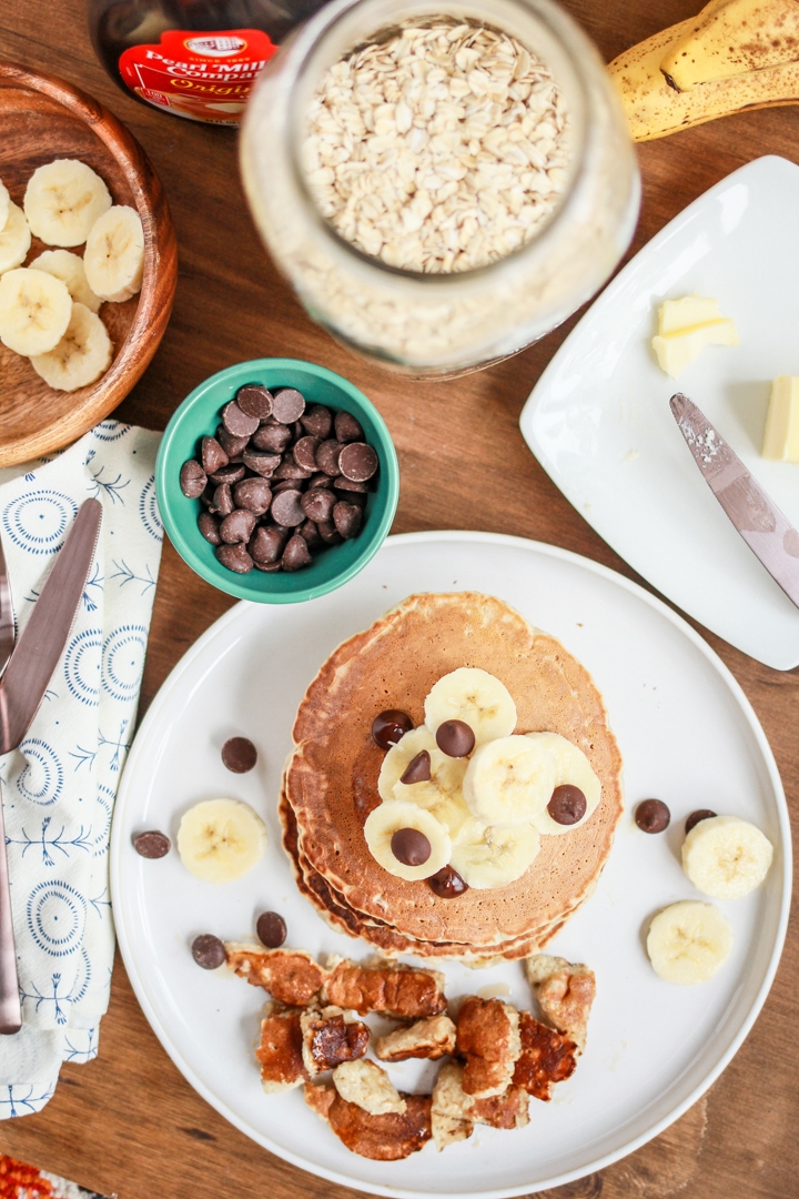 Banana Oatmeal Chocolate Chip Pancakes