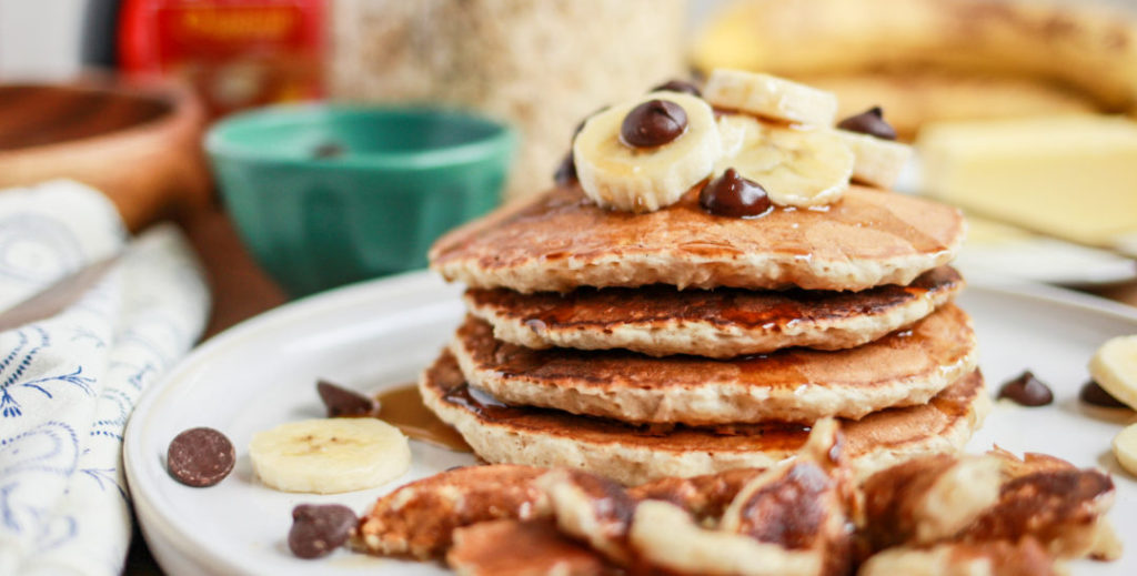Banana Oatmeal Chocolate Chip Pancakes