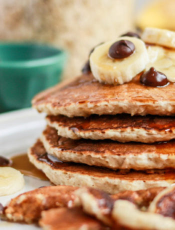 Banana Oatmeal Chocolate Chip Pancakes