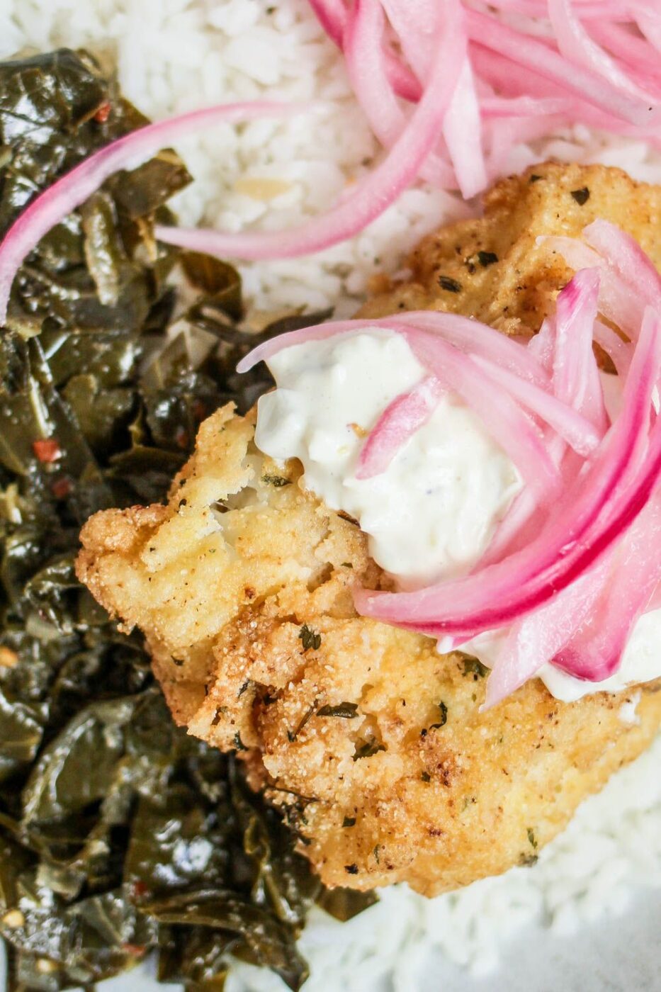 Cornmeal Fried Cod Rice Bowl