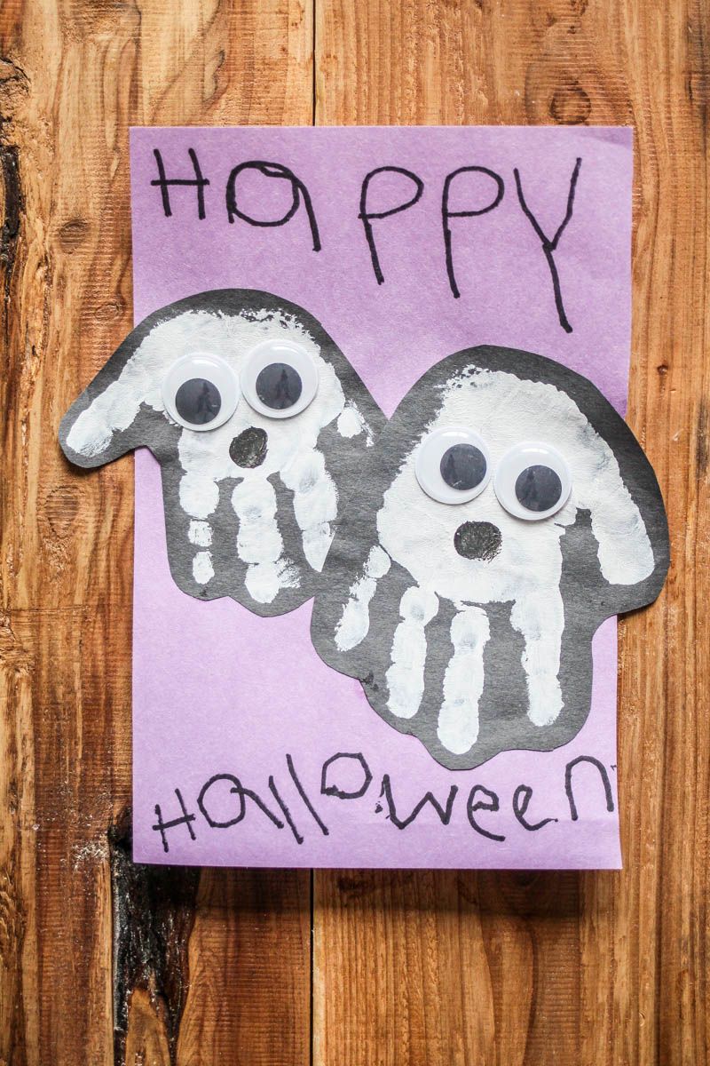 Ghost Handprint Halloween Cards