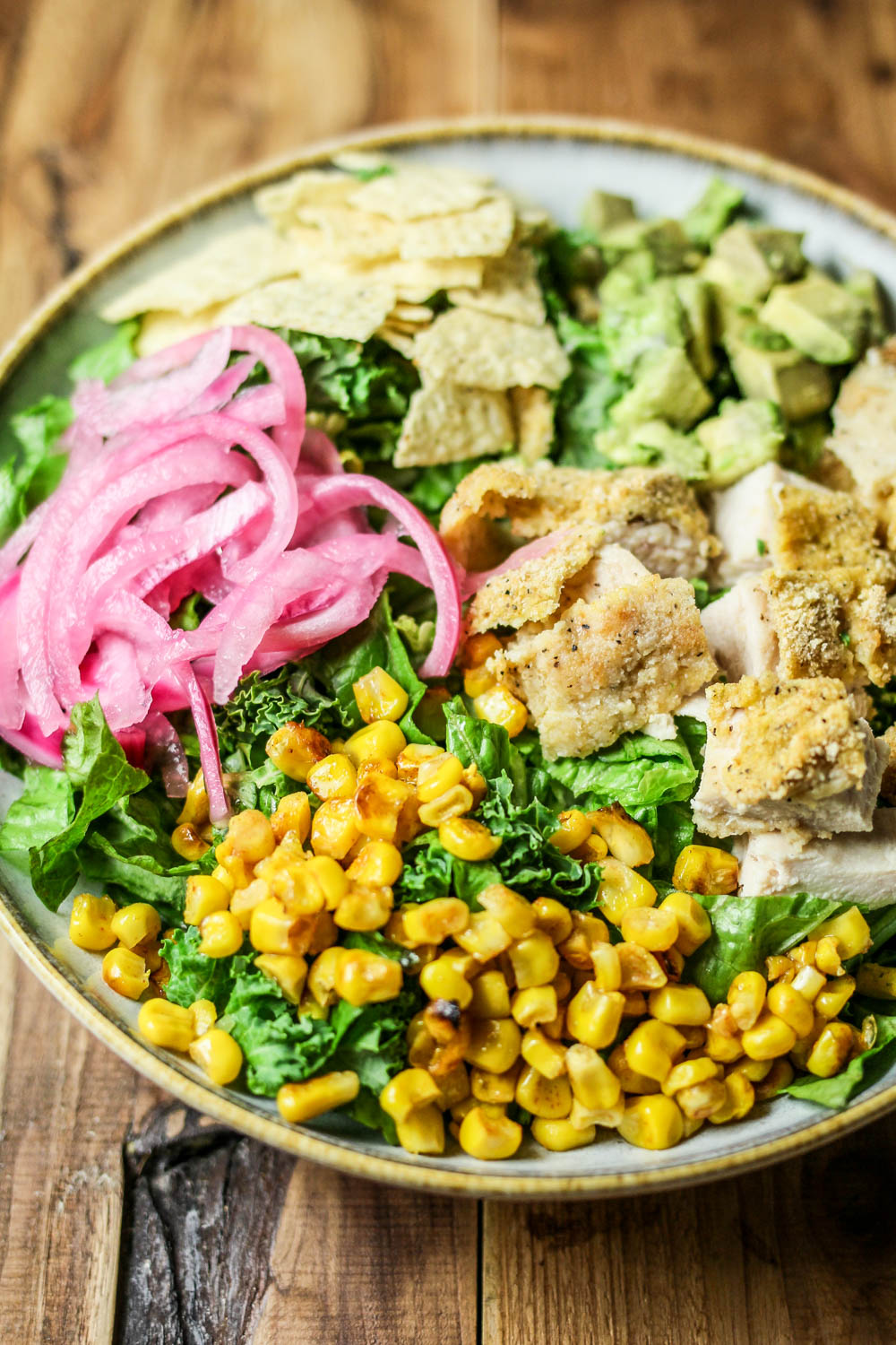 Crispy Chicken Salad with Poblano Ranch Dressing