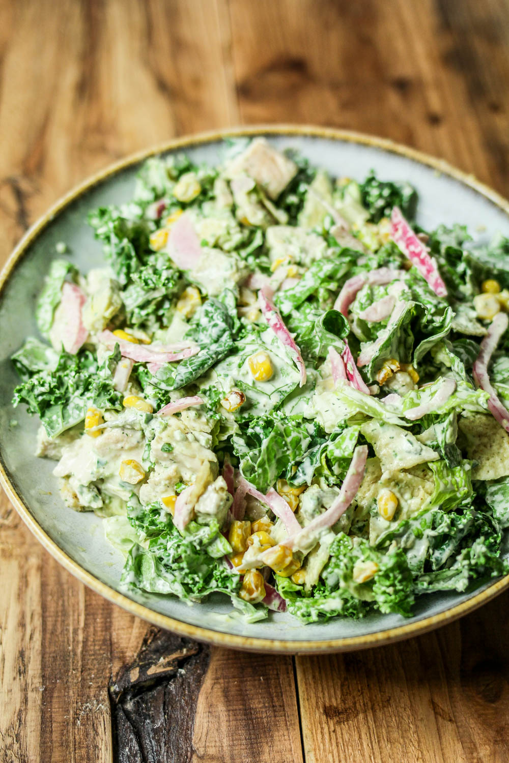 Crispy Chicken Salad with Poblano Ranch Dressing