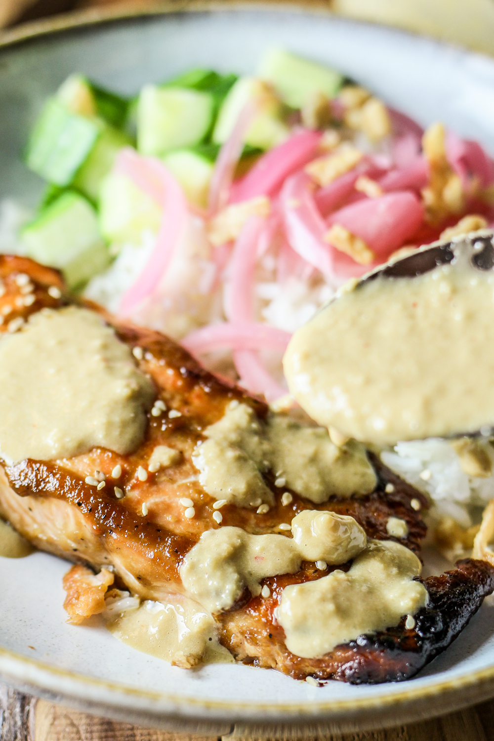 Miso Glazed Salmon with Cashew Dressing