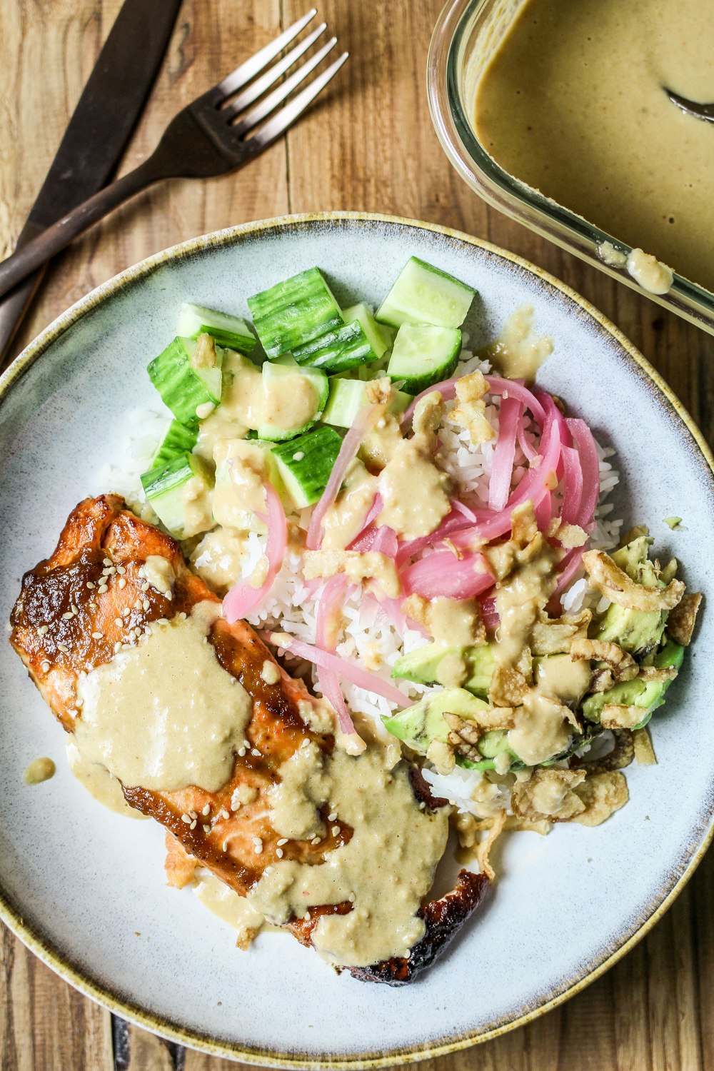 Miso Glazed Salmon with Cashew Dressing