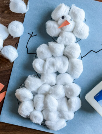 Easy cotton ball snowman craft for kids