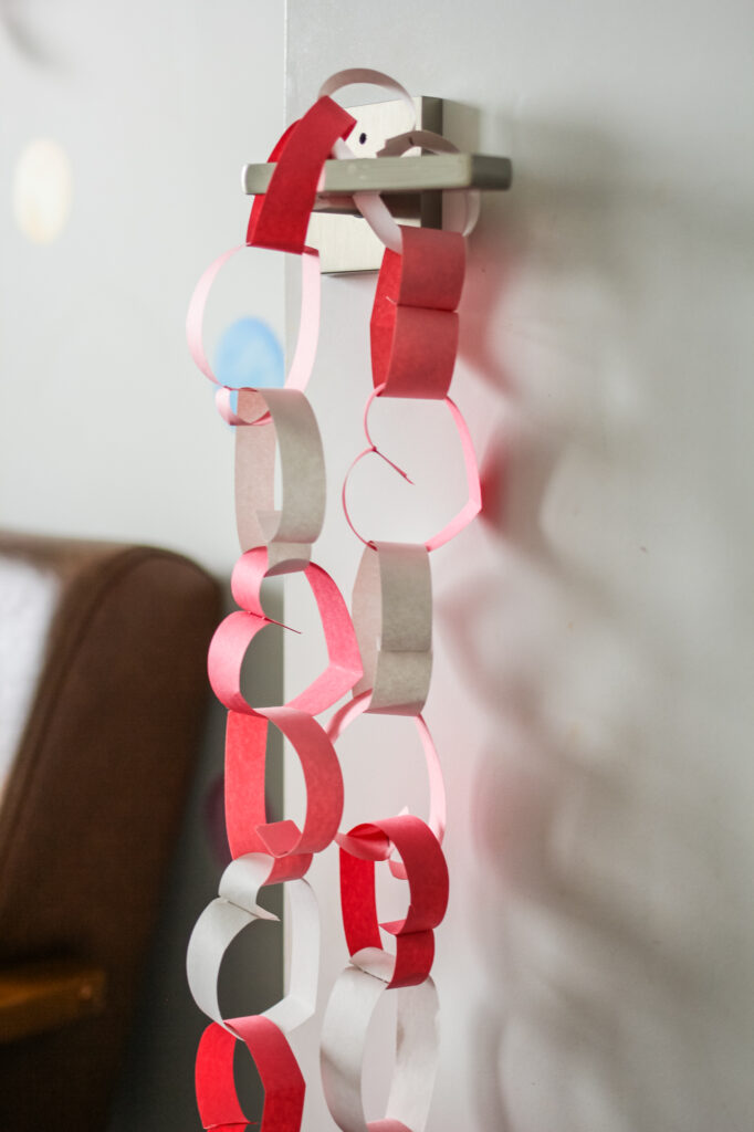 Valentine's Day Heart Chain hanging on a door