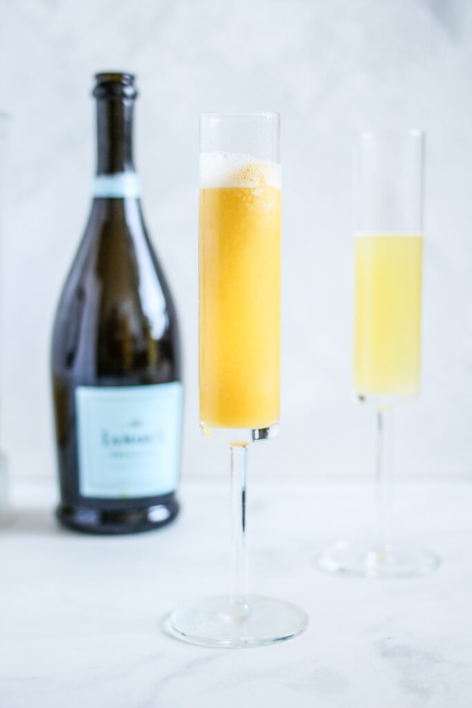 Frozen Mimosas in a modern flute