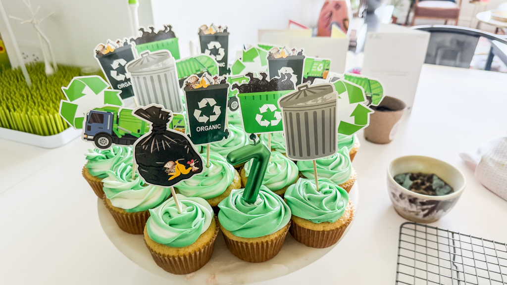 Recycling Birthday Party Cupcake Toppers