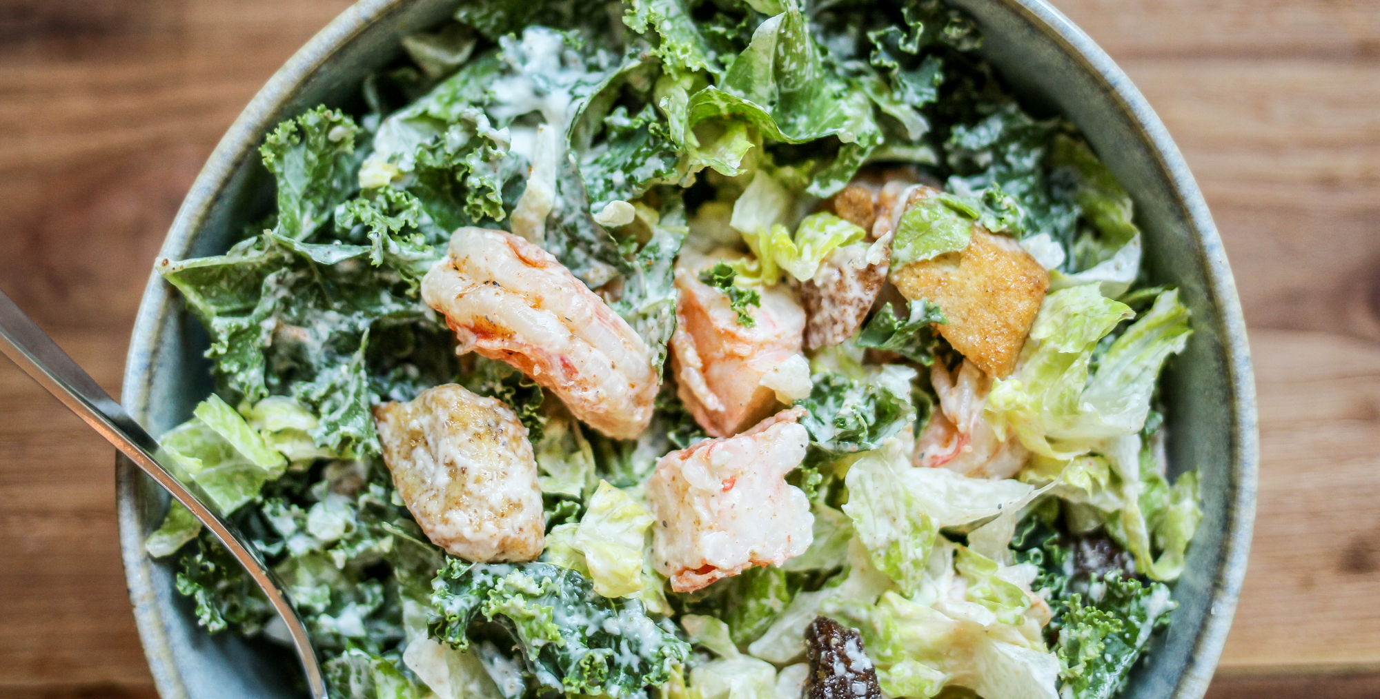 Shrimp Caesar Salad with Creamy Homemade Caesar Dressing