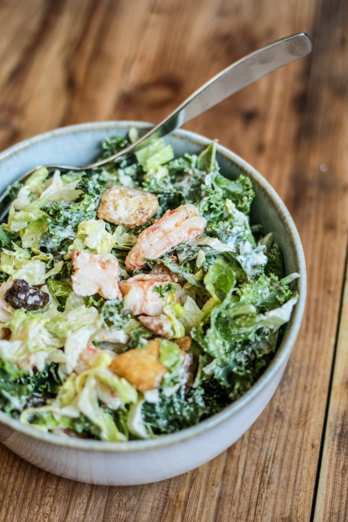 Shrimp Caesar Salad with Creamy Homemade Caesar Dressing