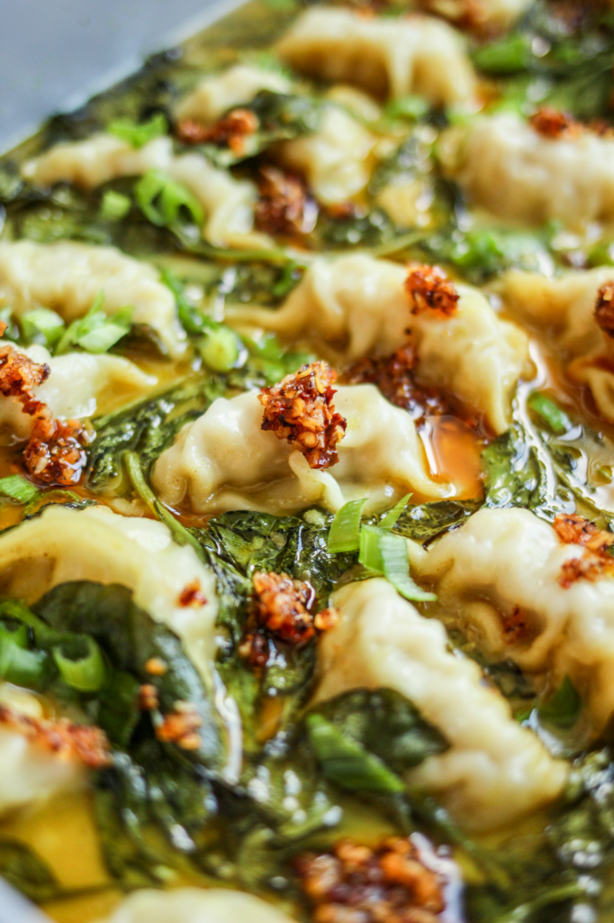Trader Joe's Dumpling Bake in Yellow Thai Sauce