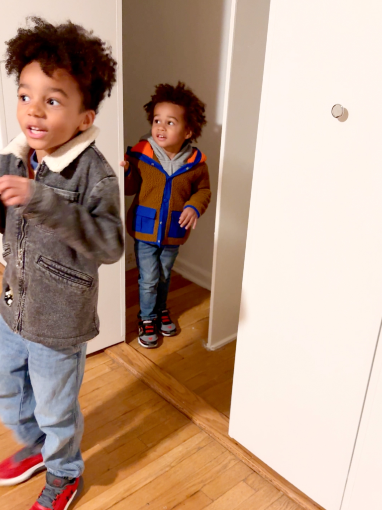 kids exploring new home on closing day