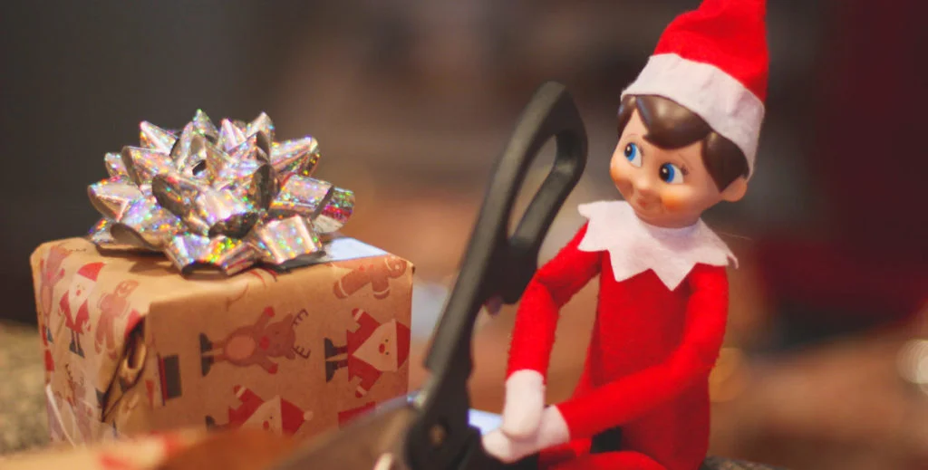 Elf on the Shelf Wrapping Gifts